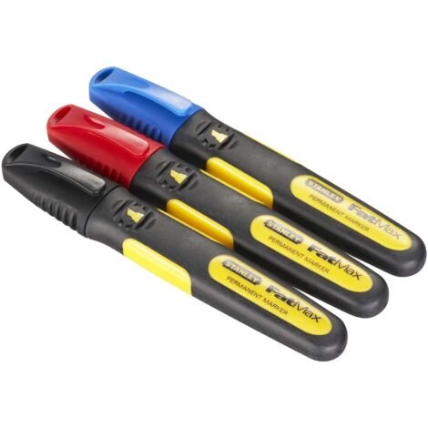 MARQUEUR 3 COULEURS POINTE LARGE BISEAUTEE - CARTE 3PCS - STANLEY FATMAX - 0-47-315