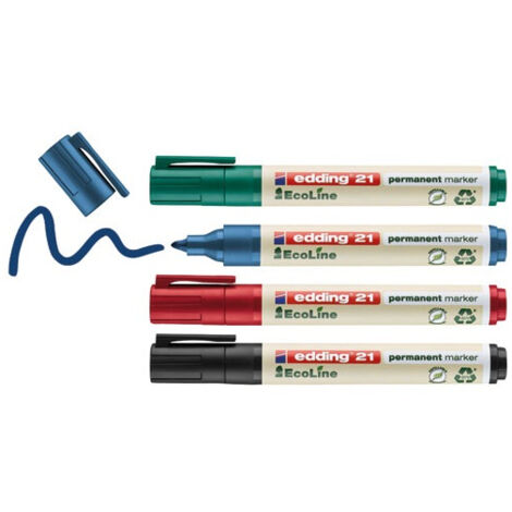 Marqueur 3mm permanent ecoline coloris assortis etui de 4 - EDDING