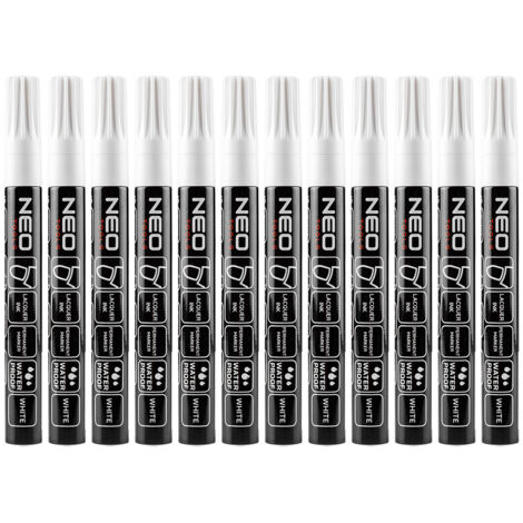 Marqueur de construction, blanc, permanent, imperméable, verni, aluminium, multiple de 12 pcs.