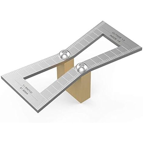 Marqueur de queue d'aronde,Outil de guidage en queue d'aronde de jauge de bois taillee a la main avec echelle,Taille du modele en queue d'aronde 1:5-1:6 et 1:7-1:8 pour menuiserie,argent