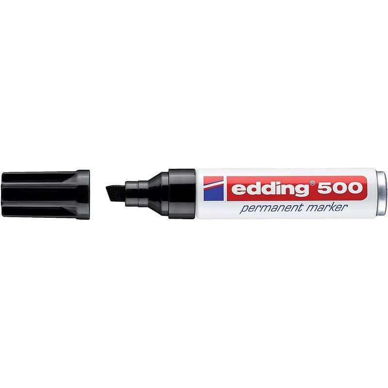 Marqueur permanent e 500 à pointe biseautée 2 à 7mm résiste à l'usure et à la lumière séchage rapide coloris noir Edding