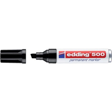 Marqueur permanent E 500 à pointe biseautée 2 à 7mm résiste à l'usure et à la lumière séchage rapide coloris noir - EDDING