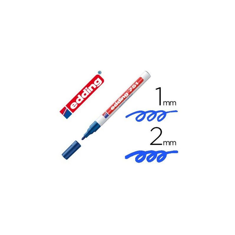 Rotulador edding punta fibra 751 azul punta redonda 1-2 mm (pack de 10 uds.)