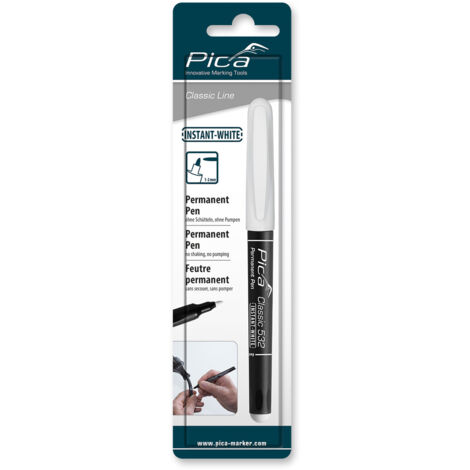 Marqueur permanent blanc à pointe fine – Encre à base d'eau – Résistant à l'eau et aux taches – Séchage rapide pour surfaces variées – Pica