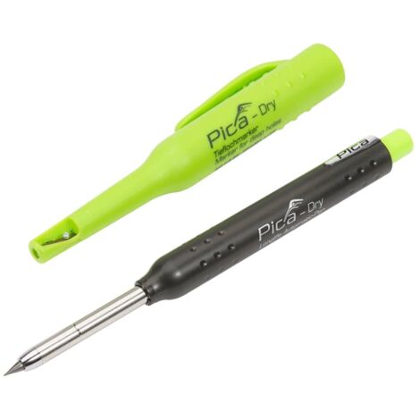 Crayon de chantier graphite 2B pour surfaces humides et rugueuses – Résistant à l'eau – Clip de poche – 3030 – Pica