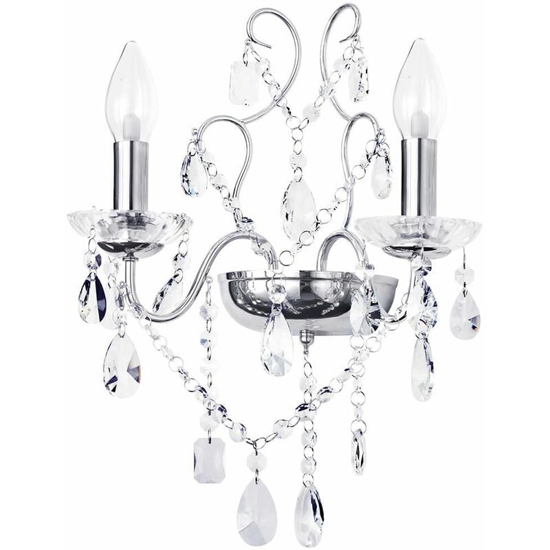 Image of Marquis by Waterford Annalee Wall Light Bathroom 2 Arm Polished Chrome Litecraft