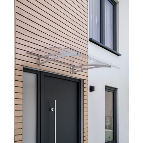 Marquise auvent de porte, 140 x 90 cm, Schulte Sunny, polycarbonate, fixations en inox