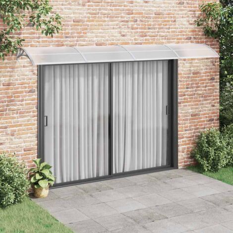 Marquise-Auvent de porte gris 400 x 100 cm Polycarbonate