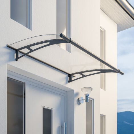 Marquise auvent de porte, Schulte LT-Line, transparent, fixations anthracite, 150 x 95 cm