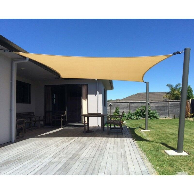 Marquise rectangulaire beige 4 x 6 mètres, 150 gr/m2 Marquise de jardin uv avec cordages