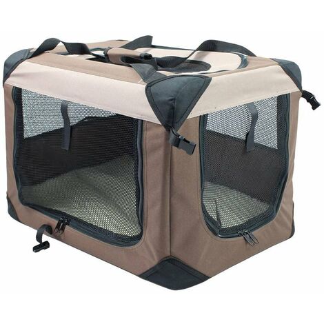 Marron clair et marron foncé - Cage en tissu résistant à l'eau avec cadre en acier facile à plier pour chiens et chats