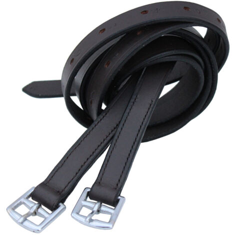 Marron - Etriers anglais en cuir poney taille ligne économique