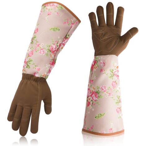 marron-gants De Jardinage Longs Pour Femmes Et Hommes, Gantelet D'lagage Rose Anti-pines Protection De L'avant-bras Long Gants De Travail De Jardi