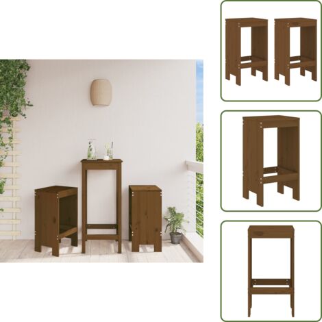 Marrón miel - vidaXL Taburetes de cocina 2 uds madera pino marrón miel 40x36x75 cm - Exterior