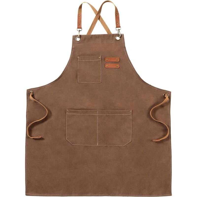 Beijiyi - Marron Tabliers en Toile, Tabliers de Travail pour Hommes Femmes, Tabliers de Chef, Tablier pour Serveurs Cuisine Cuisson Artiste Peinture