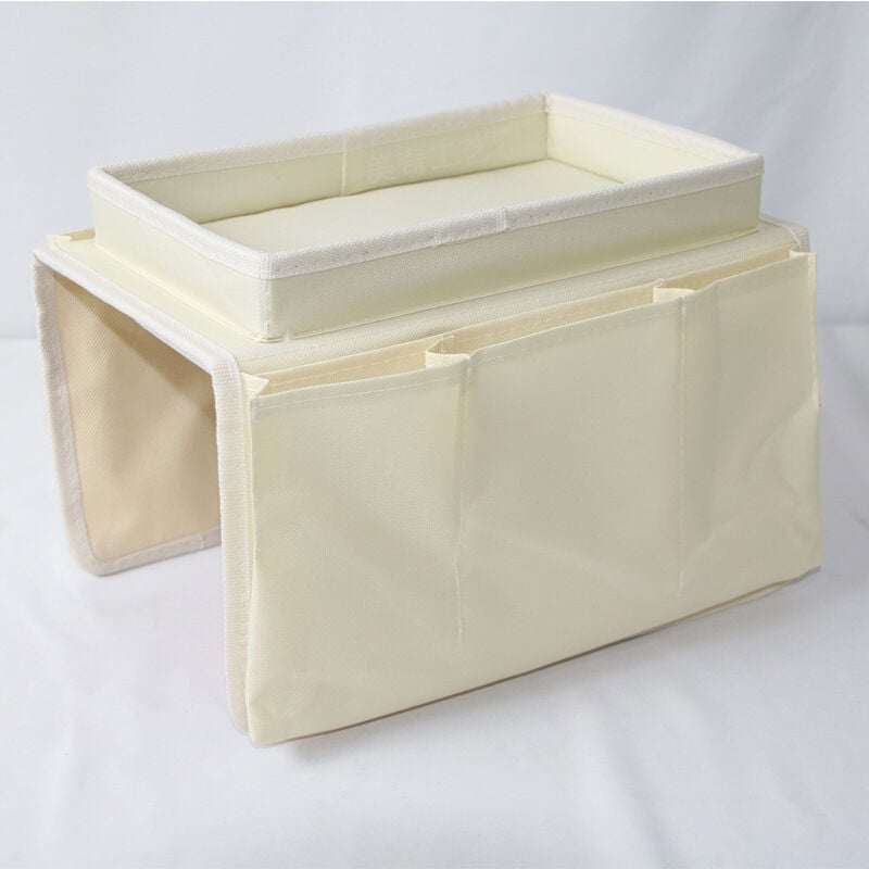 Image of （Beige）Borsa portaoggetti per divano, borsa portaoggetti per braccioli divano, borsa per appendere telecomando, borsa portaoggetti per casa