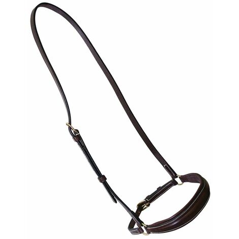marrone - Cavezza en or hanovrien en forme de cuir anglais avec boucles en laiton