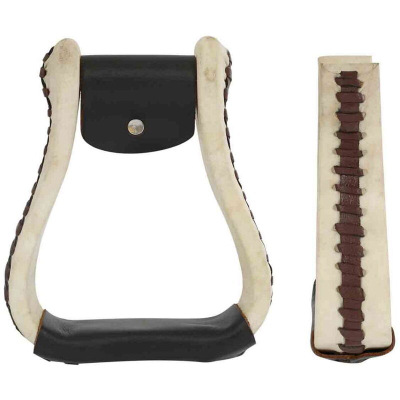 Marron - Etriers western en cuir brut
