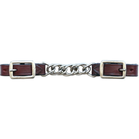 Marrone - Sous-baril en cuir avec chaîne à ardillon