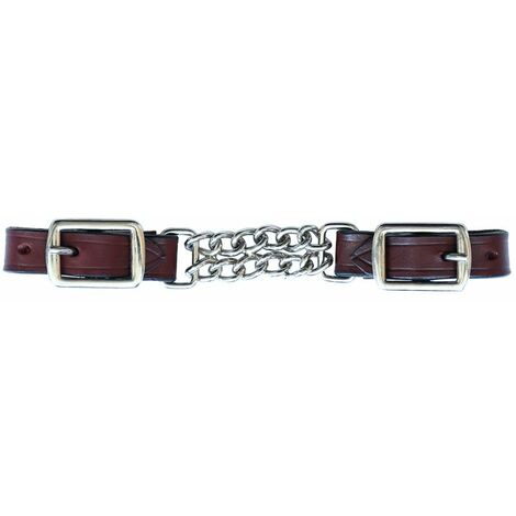 Marrone - Sous-baril en cuir avec double chaîne en métal