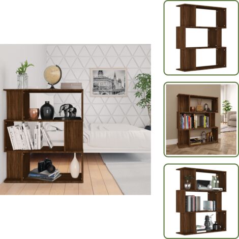 Marrone - vidaXL Libreria/Divisorio Rovere Marrone 80x24x96 cm Legno Ingegnerizzato - Spazio portaoggetti