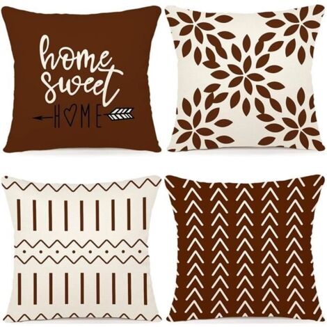 (Marron)Housse de Coussin - Marron - Housse d'oreiller Carrées - 45x45cm - Taies d'oreiller pour Sofa Fauteuil Siège