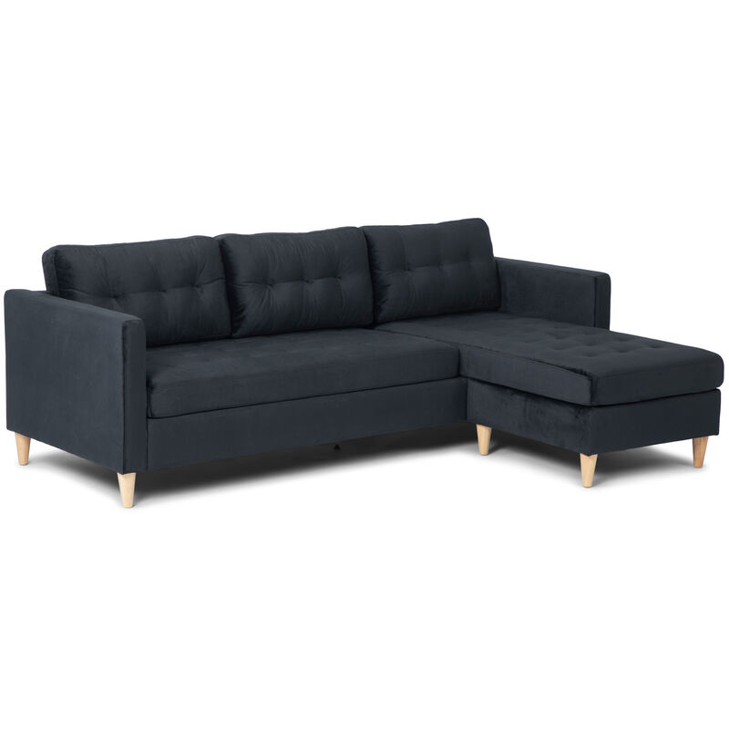 Ebuy24 - Marino Canapé BA4, chaise longue droite ou gauche en velours, noir.