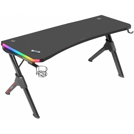 DlandHome scrivania Gaming 140 cm, Grande Scrivania Gaming Desk per Laptop  PC, Tavolo Gioco con Tappetino per Mouse, Gestione dei Cavi, Portabicchieri  e Gancio per Cuffi ​Nero : : Casa e cucina