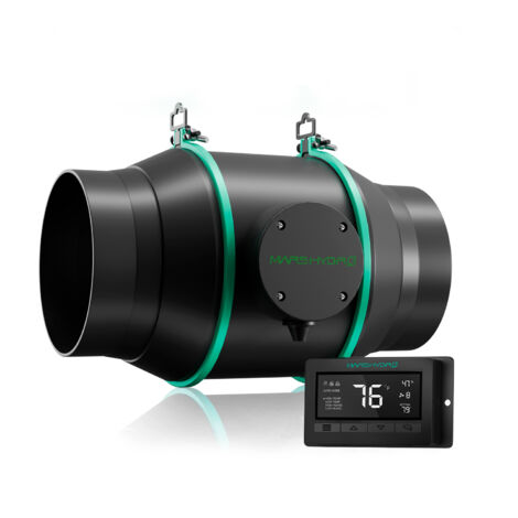 Mars Hydro 6 inch Inline-Kanallüfter mit Temperatur-Feuchtigkeitsregler für Growzelt 4x4/5x5/8x4/8x8 Abluftventilator Belüftungssystem eiz-Kühl-Booster,Airflow 350 CFM (6 mit Thermostatsteuerung)