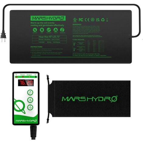 Mars Hydro Tapis chauffant pour semis 122X52cm Combo thermostat numérique Tapis chauffant pour