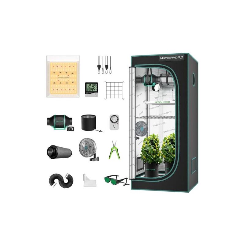 TS600 led élèvent la lumière 60x60cm Kit de ventilateur de tente de plante, adapté à 1-3 plantes - Mars Hydro