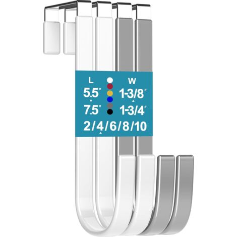 Mars-Rock Lot de 4 crochets de porte de 14 cm - Revêtement en plastique pour porte de 3,5 cm - Revêtement en plastique pour suspendre serviettes, peignoirs - Pour salle de bain, dortoir, lit