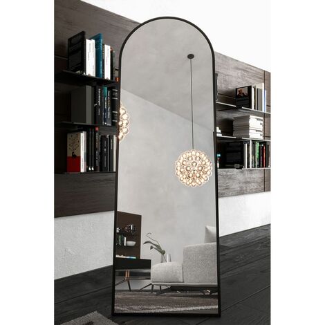 Marsah Ovaler Standspiegel aus Metall, 180x60 cm, Schwarz - Farbe:Schwarz