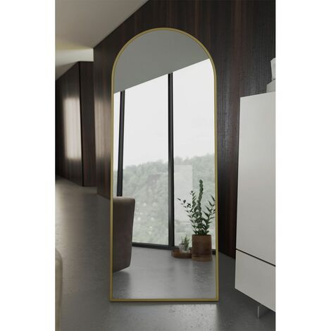 Marsah Ovaler Standspiegel aus Metall, 180x70 cm, Gold - Farbe:Gold