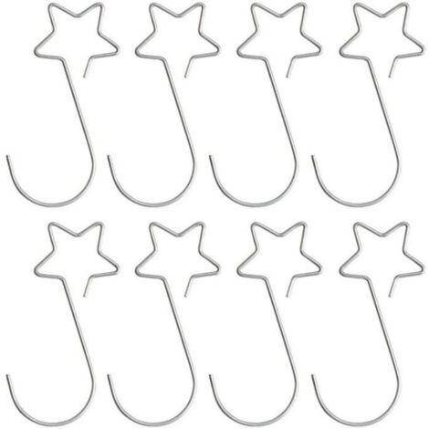 MARSEE 100Pcs,Attache Boule de Noel,Cintre de Suspension pour Arbre de Noël,Crochets pour Boules de Noël en Forme de étoile(Argent)