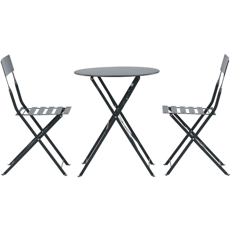 Marseille set de jardin table, 2 chaises gris foncé.
