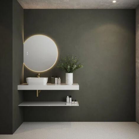 Marseille Tunable LED Frameless Mirror - 800 x 750 x 30mm IP44 Rated Diffused Border Touch Sensor Dimmable Demister Tunable White