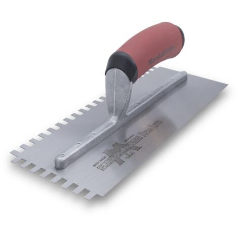Marshalltown Frattazzo dentato, tacca:SQ-6x10x6 mm con impugnatura DuraSoft, in acciaio, per piastrellisti, dimensioni: 279x114 mm