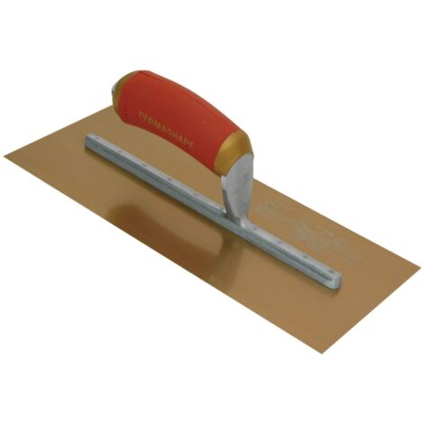Marshalltown MPB1GSD Pre-Worn PermaShape® Finishing Gold Stainless Steel Trowel with DuraSoft® Handle, 11 x 4.1/2 inches