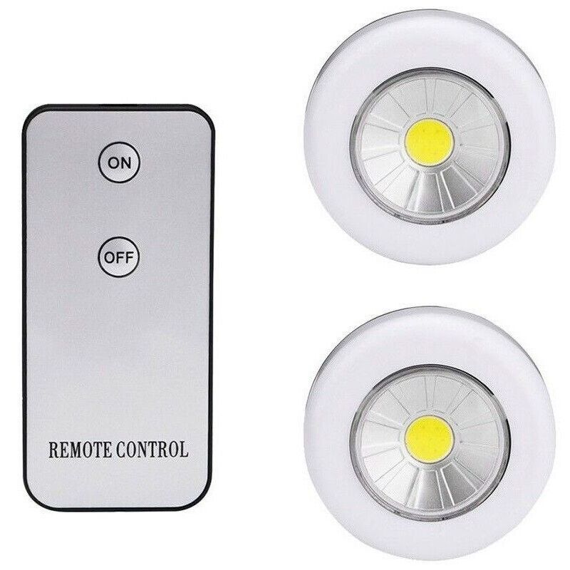 Image of 2 faretti cob controllo remoto punto luce a led lampada armadio con telecomando