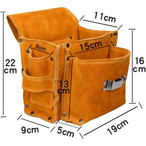 Marsupio multifunzionale da cintura portautensili, borsa portautensili rinforzata, marsupio in pelle bovina resistente, contenitore per attrezzi