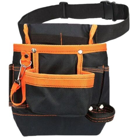 Marsupio porta attrezzi - Marsupio/borsa multiuso per elettricisti, carpentieri, tecnici edili, giardinieri, con clip da cintura per utensili, 8 tasche, arancione
