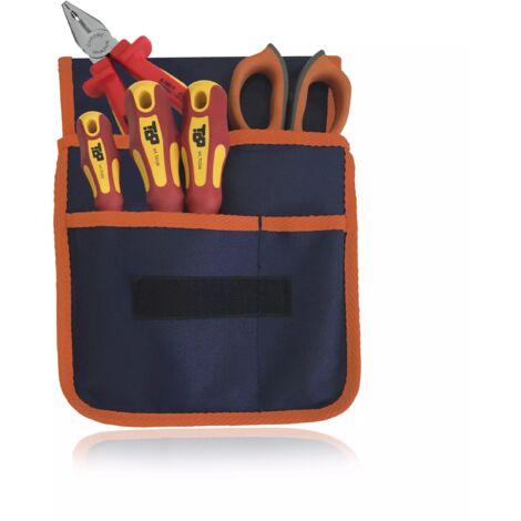 Marsupio Porta Utensili Elettricista con Pinza, Giraviti e Forbice – ETELEC T6701, 3 Scomparti Professionali
