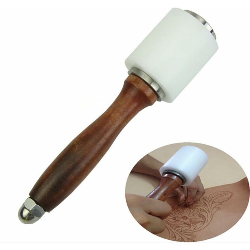 Joorrt - Marteau Cuir en Bois, Mœillet Maroquinerie Tête en Nylon Artisanat Outil Leathercraft Carving Hammer Sew Staming diy Tools-Fei Yu