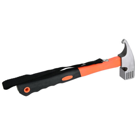 Marteau de Camping Extérieur à Tête Haute Résistance et Manche en Caoutchouc avec Lanya (orange)