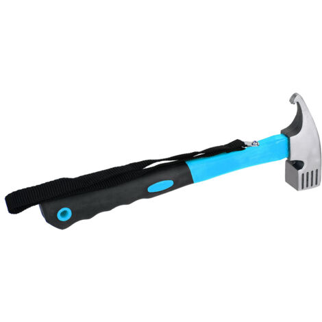 Marteau de Camping Extérieur à Tête Haute Résistance, Manche Caoutchouc avec Dragonne (Bleu)