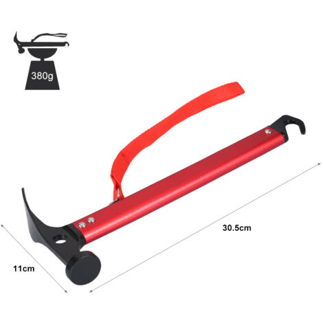 Marteau de camping léger en aluminium avec manche ergonomique pour piquets de tente - 3 coloris
