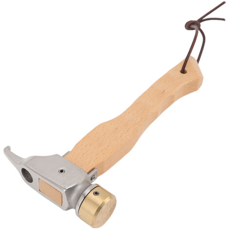 Marteau de Camping Multifonction Portable avec Manche en Bois et Tête en Cuivre Acier Inoxydable