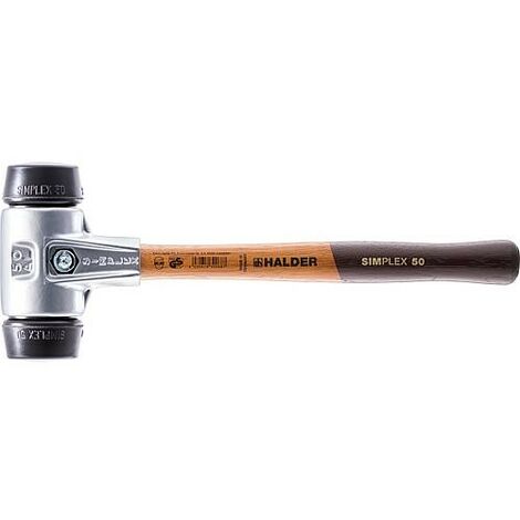Marteau de protection SIMPLEX Halder avec boîte en aluminium, manche en bois et composition en caoutchouc, Ø 60 mm