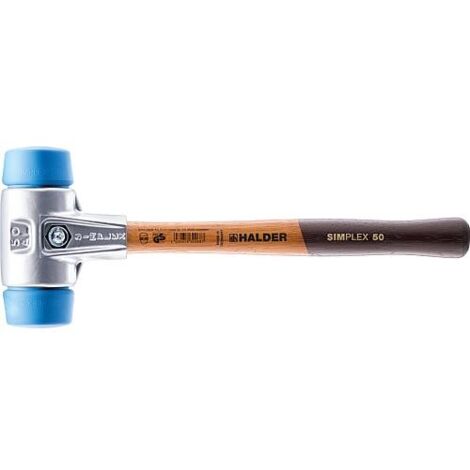 Marteau de protection SIMPLEX Halder avec boîtier en aluminium et manche en bois, TPE-Soft, Ø 40 mm